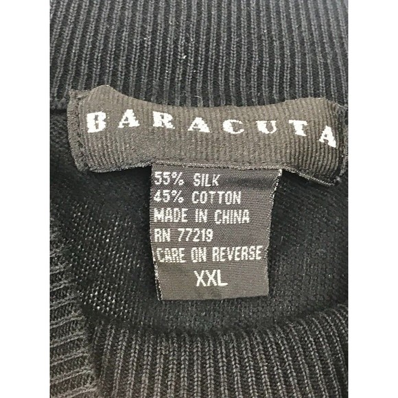 Men's Pullover Silk Cotton Blend Knit Sweater Baracuta Ribbed Neck Black Sz XXL - Picture 3 of 6